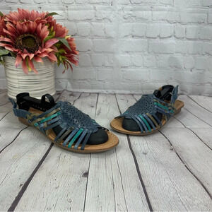 naturalizer leather slingback wendy sandals size 9 EUR 39 blues and greeen